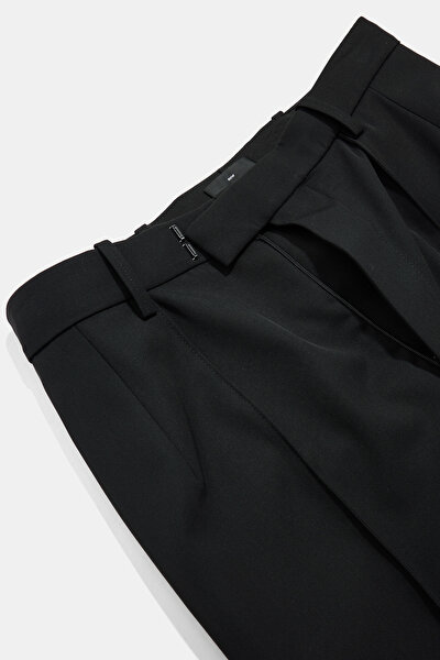 BLACK STRAIGHT CUT WOOL TROUSERS 3