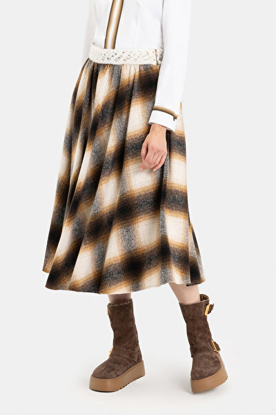 MUSTARD DESIGN FILLED MIDI SKIRT 3