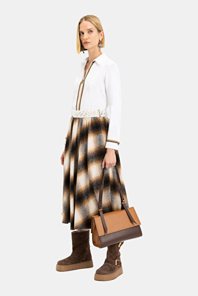 MUSTARD DESIGN FILLED MIDI SKIRT 5