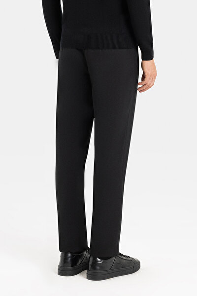 BLACK PLAIN FLANNEL TROUSERS 3