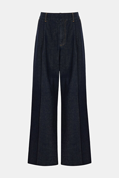 NAVY BLUE WIDE LEG TROUSERS 3