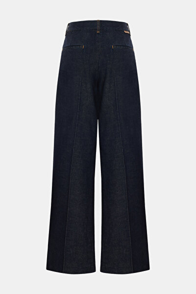 NAVY BLUE WIDE LEG TROUSERS 4