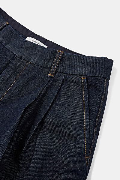 NAVY BLUE WIDE LEG TROUSERS 5