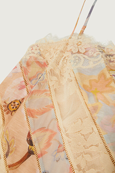 MULTICOLOR DESİGN FILLED MİDİ DRESS 5