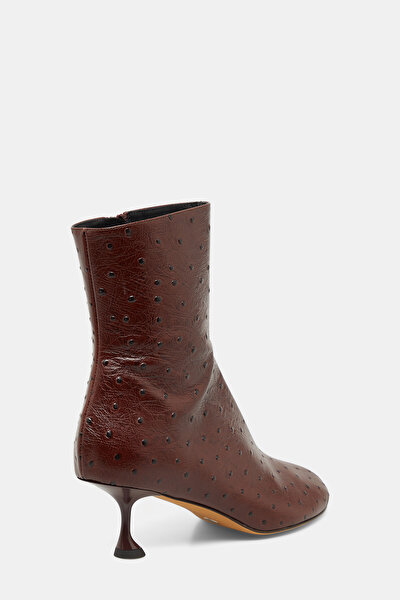 DARK BROWN LEATHER HEELED BOOT 3