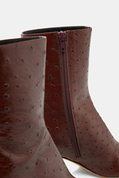 DARK BROWN LEATHER HEELED BOOT 4