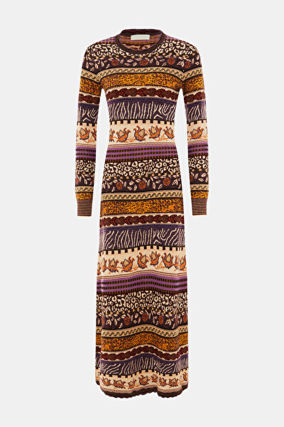 PURPLE DESİGN FILLED MAXI DRESS 3