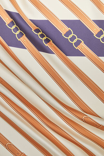 ECRU GEOMETRIC DESIGN TWILL SCARF 3