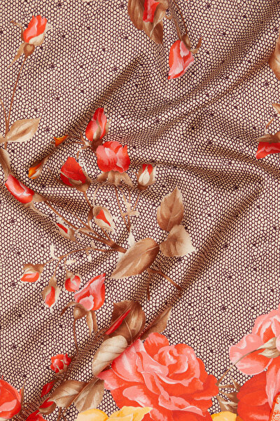 ORANGE FLORAL PATTERN TWILL SCARF 3