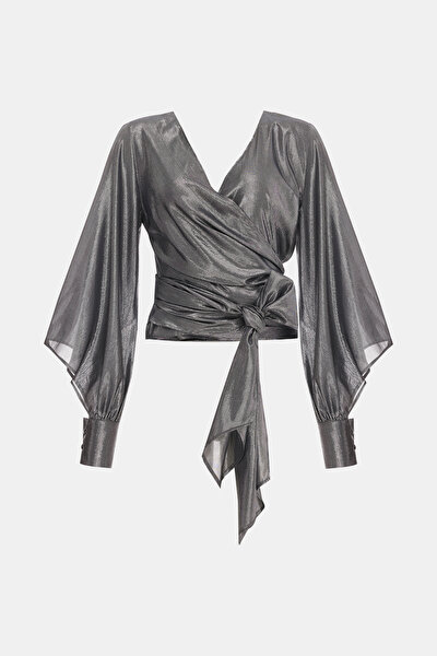 ANTHRACITE V NECK LONG SLEEVE BLOUSE 5