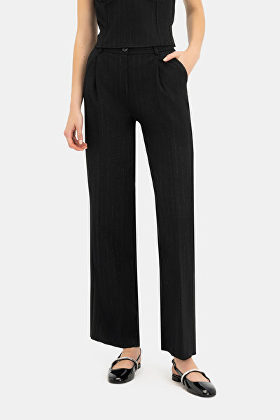 BLACK WIDE LEG TROUSERS 3