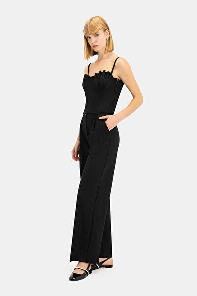 BLACK WIDE LEG TROUSERS 5