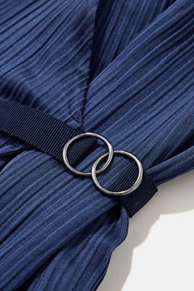 NAVY BLUE LONG SLEEVE BELOW THE KNEE DRESS 8