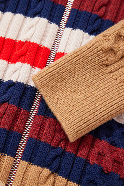 MULTİCOLOR STRİPED PATTERNED WOOL CARDİGAN 4