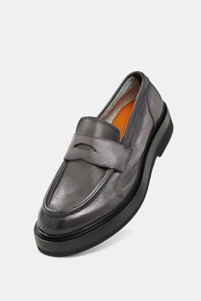 GREY LEATHER SHOES 5