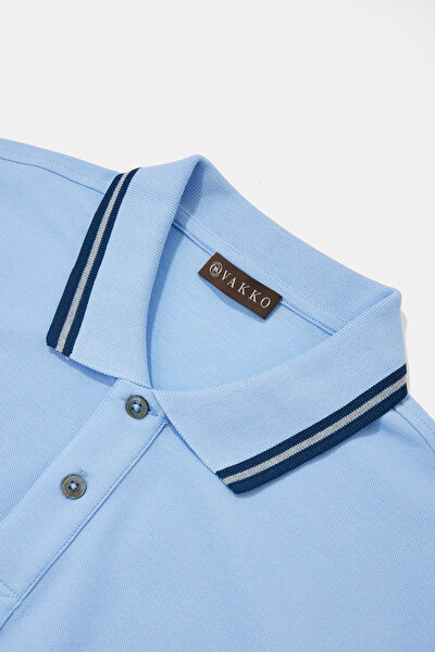BLUE POLO NECK SHORT SLEEVE TSHIRT 3