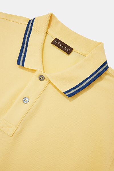 LIGHT YELLOW POLO NECK SHORT SLEEVE TSHIRT 3