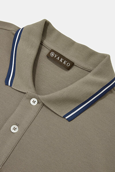 KHAKI POLO NECK SHORT SLEEVE TSHIRT 3