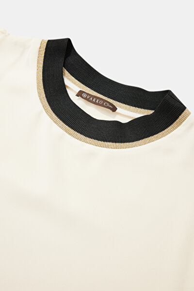 BLACK BASIC / ROUND NECKLINE SHORT SLEEVE BLOUSE 3