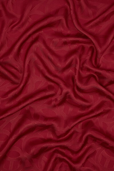 DARK RED GEOMETRIC DESIGN JAQUARD SCARF 3
