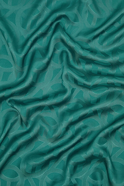 GREEN GEOMETRIC DESIGN JAQUARD SCARF 3