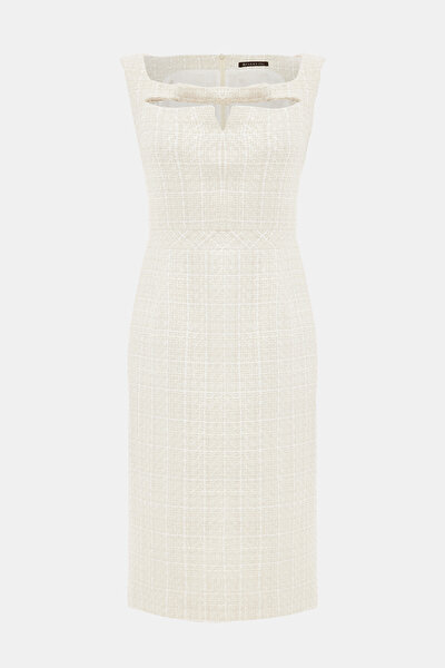 WHITE SLEEVELESS BELOW THE KNEE DRESS 4