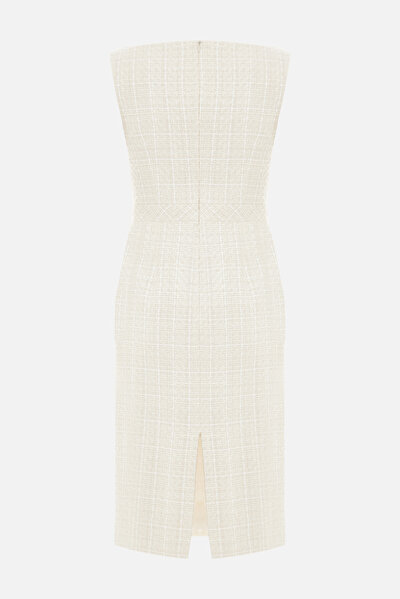 WHITE SLEEVELESS BELOW THE KNEE DRESS 5