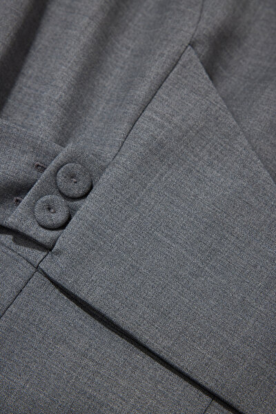 GRAY MELANGE LONG SLEEVE BELOW THE KNEE DRESS 4