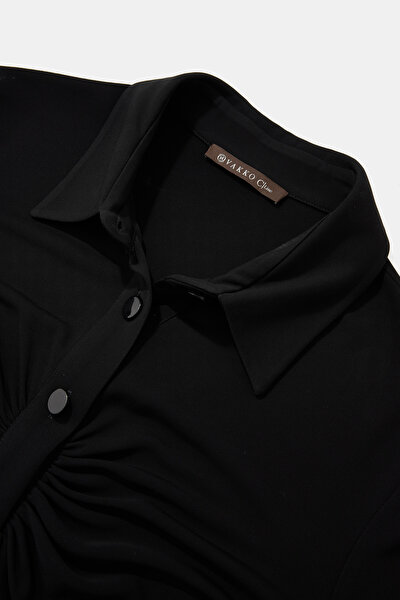BLACK LONG SLEEVE BELOW THE KNEE DRESS 3
