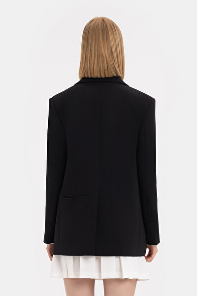 BLACK SURPLICE NECKLINE (CROSS-OVER NECKLINE) JACKET 4