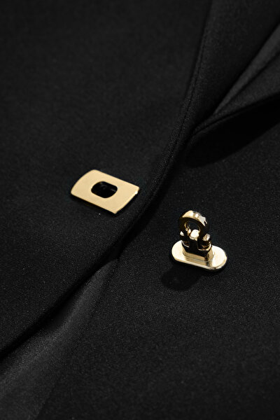 BLACK SURPLICE NECKLINE (CROSS-OVER NECKLINE) JACKET 9
