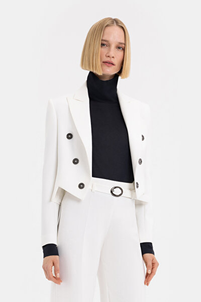 ECRU SURPLICE NECKLINE (CROSS-OVER NECKLINE) JACKET 3