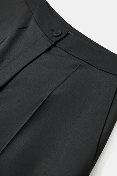 BLACK STRIPED PATTERNED WIDE LEG TROUSERS 3