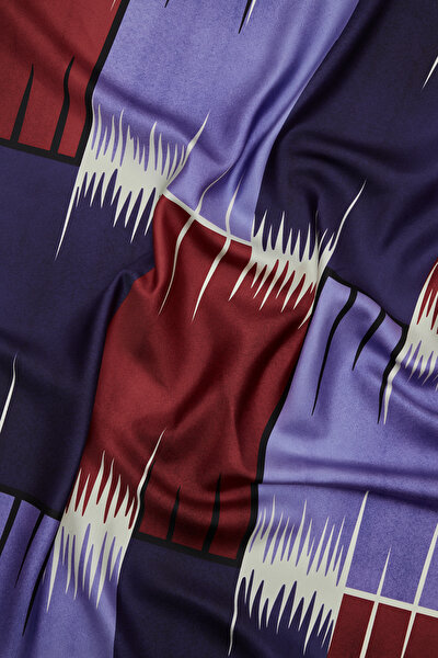 BORDO GEOMETRİK DESENLİ TWILL EŞARP 3