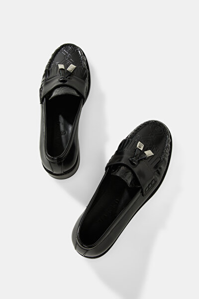 BLACK MONOGRAM LEATHER SHOE 4