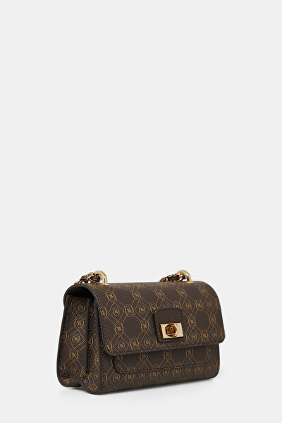 BEIGE MONOGRAM LEATHER BAG 4