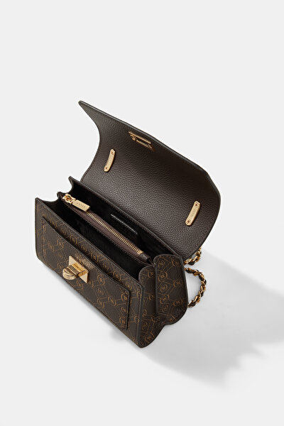 BEIGE MONOGRAM LEATHER BAG 8