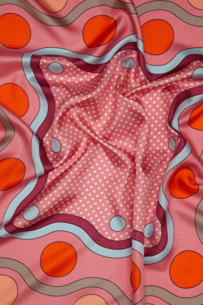 PEMBE PUANTİYE TWILL EŞARP 3