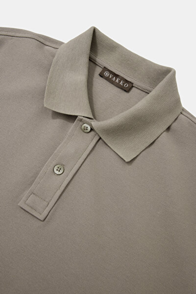 BEIGE POLO NECK SHORT SLEEVE TSHIRT 3