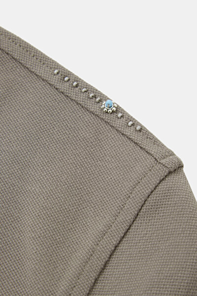 BEIGE POLO NECK SHORT SLEEVE TSHIRT 4