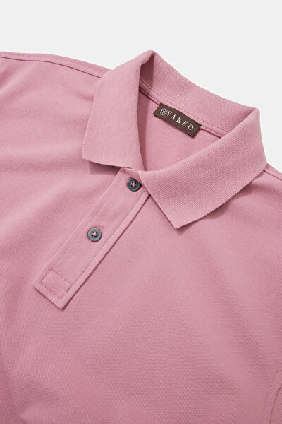 DARK PINK POLO NECK SHORT SLEEVE TSHIRT 3