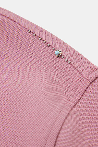 DARK PINK POLO NECK SHORT SLEEVE TSHIRT 4