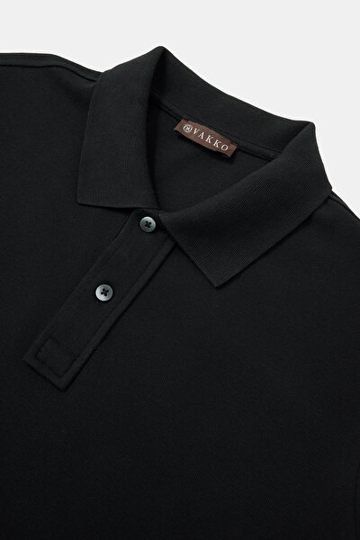 BLACK POLO NECK SHORT SLEEVE TSHIRT 3