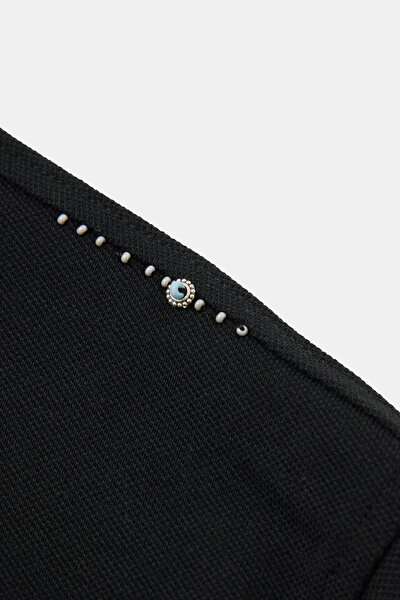 BLACK POLO NECK SHORT SLEEVE TSHIRT 4