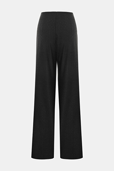 BLACK STRIPED PATTERNED WIDE LEG TROUSERS 5