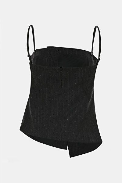 BLACK STRAPLESS SLEEVELESS SUSPENDER BLOUSE 10