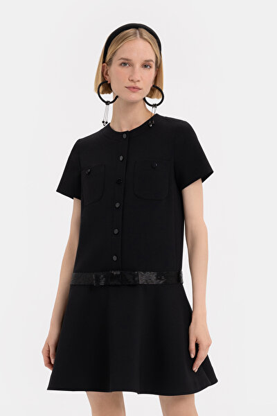 BLACK SHORT SLEEVE ABOVE THE KNEE DRESS 3