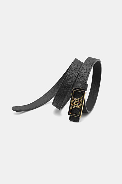 BLACK MONOGRAM LEATHER BELT 3