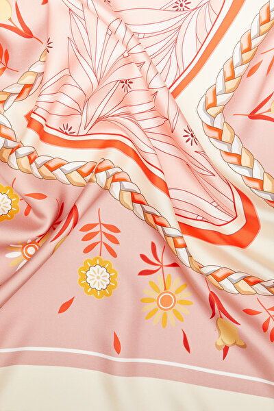 PUDRA ÇİÇEK DESENLİ TWILL EŞARP 3