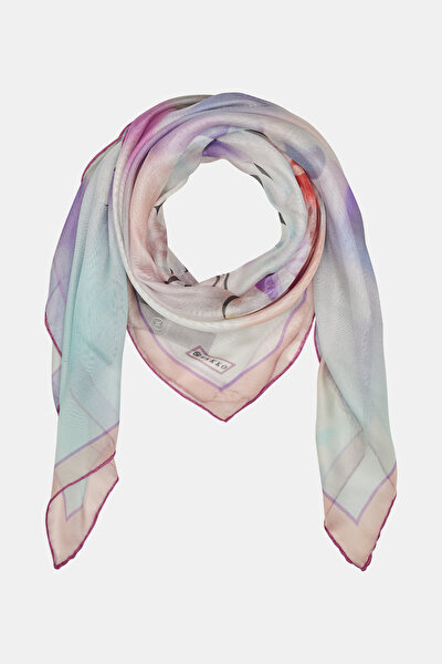 LILAC FLORAL PATTERN ETAMIN VOILE SCARF 3